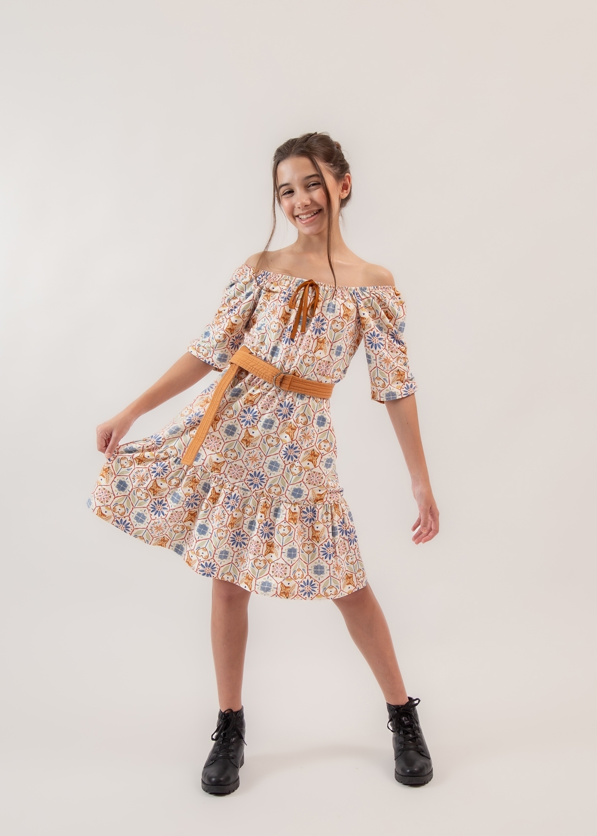 Vestido Atx Ladrilho Folk