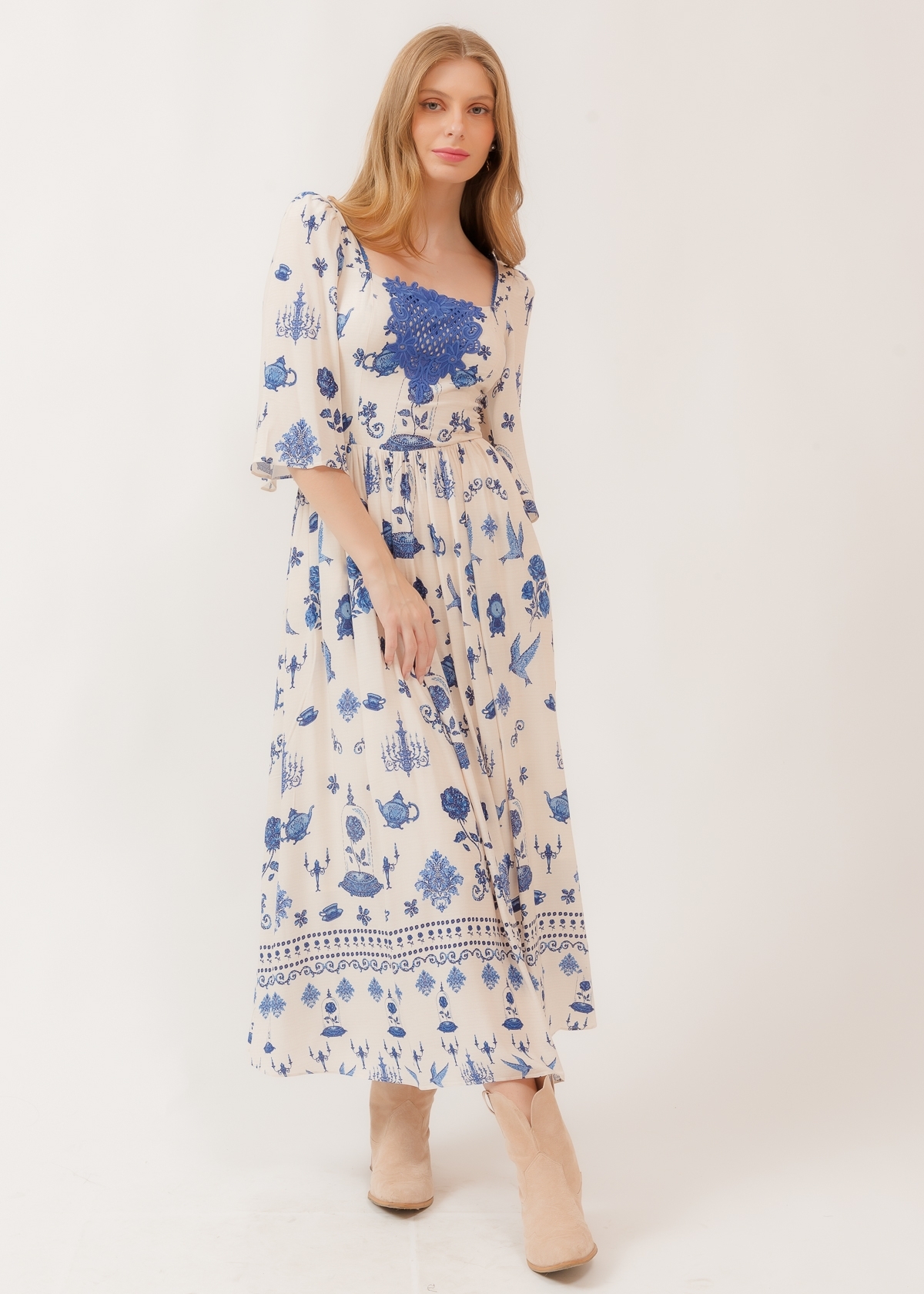 Vestido Super Midi Bela Rosa