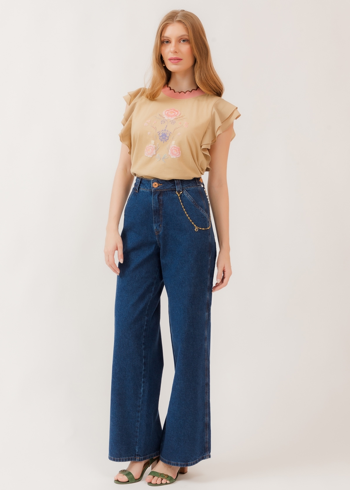 Calça Wide Leg Jardim Real